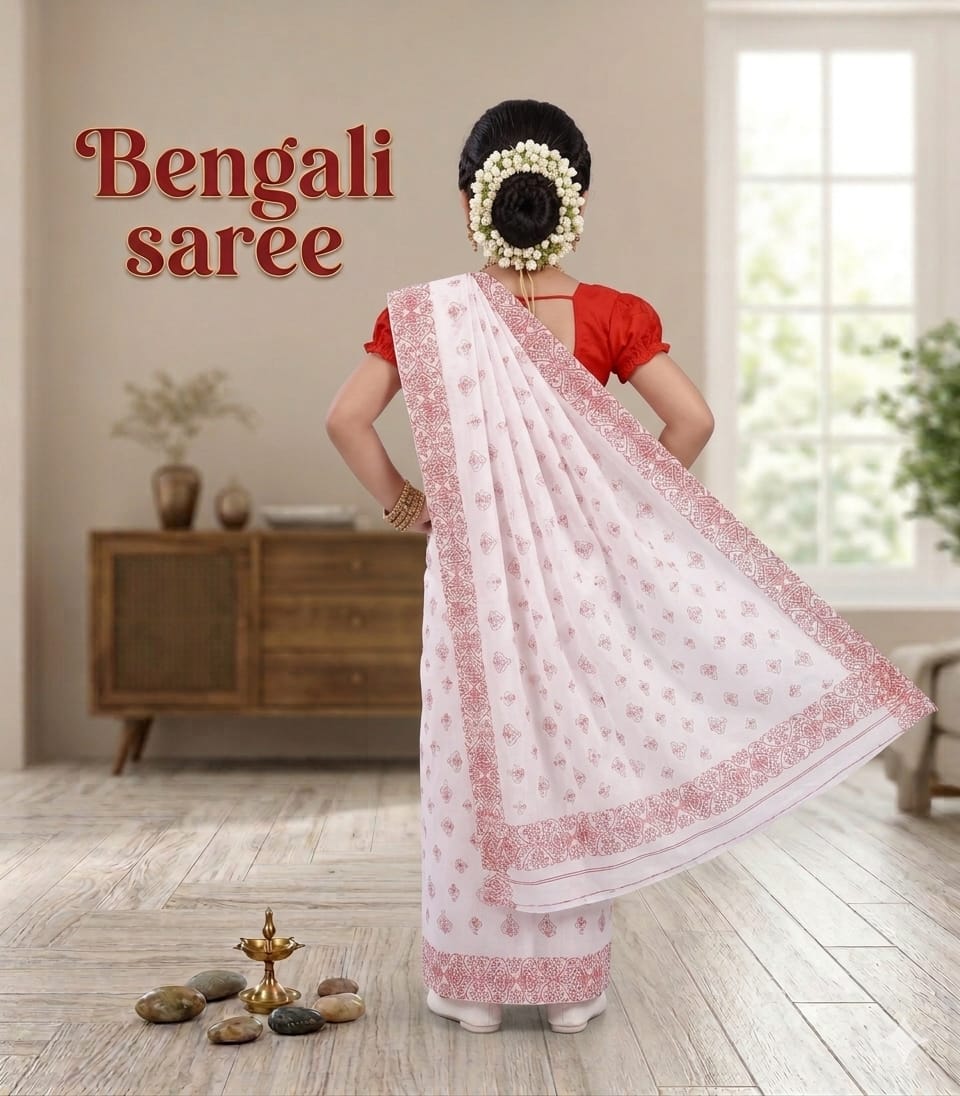 Bengali saree costume for kids wholesale pack of 6