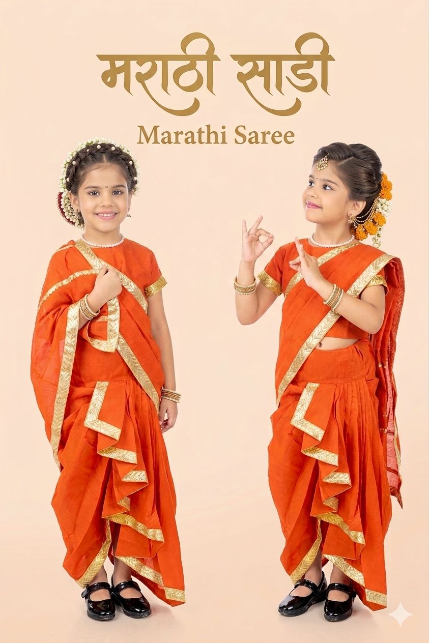 Marathi Saree Costume For Kids Wholesale Pack of 6