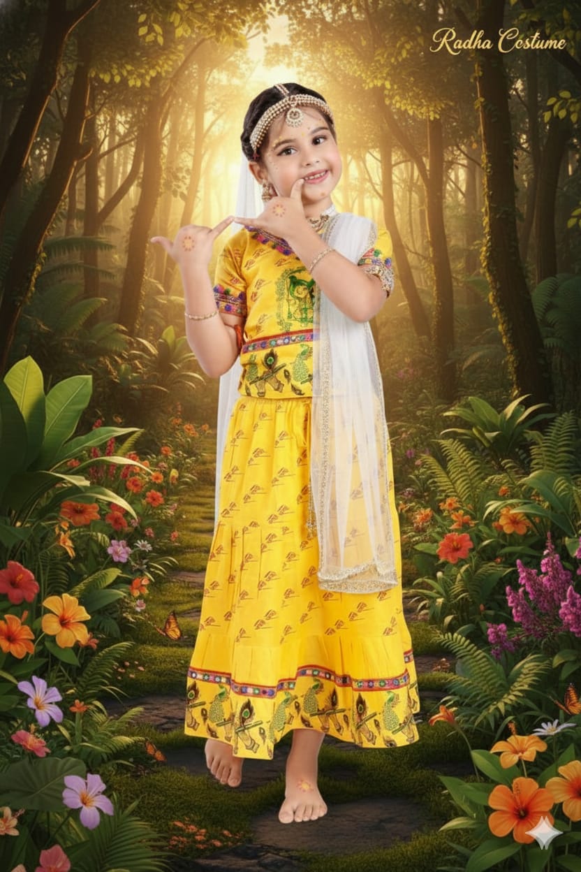 Radha Mata Costume  For Kids Wholesale Pack of 6