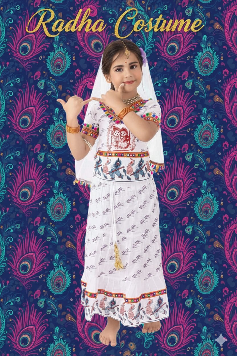 Radha Mata Costume  For Kids Wholesale Pack of 6