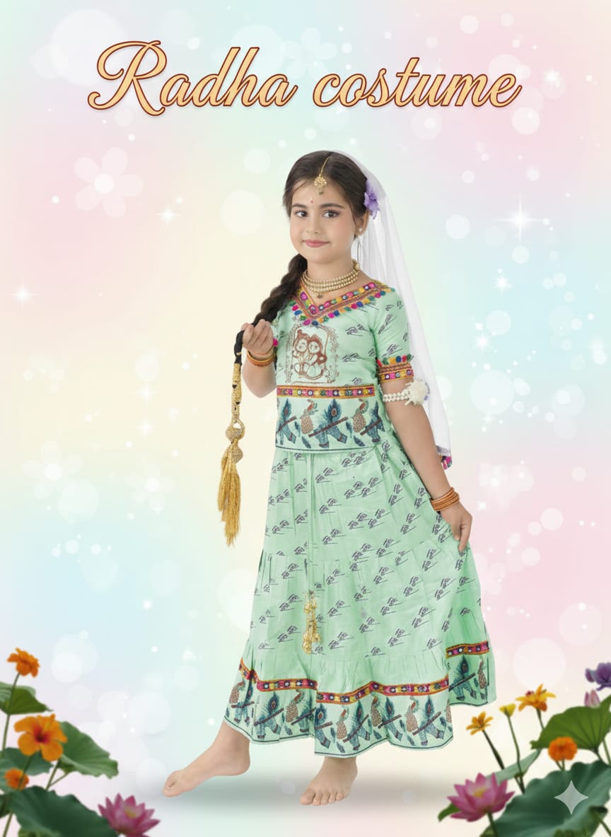 Radha Mata Costume  For Kids Wholesale Pack of 6