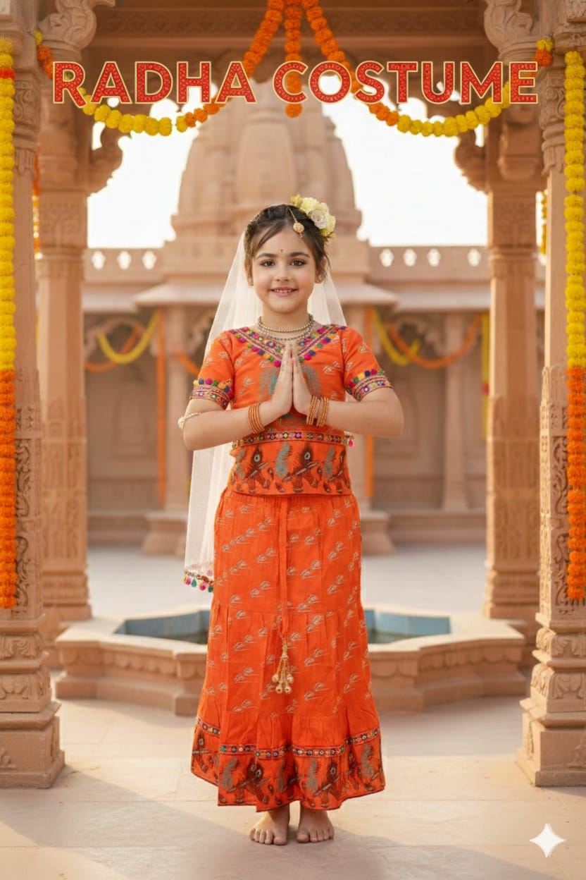 Radha Mata Costume  For Kids Wholesale Pack of 6