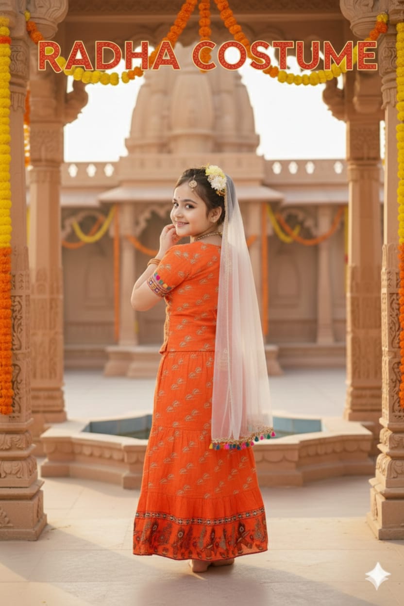 Radha Mata Costume  For Kids Wholesale Pack of 6